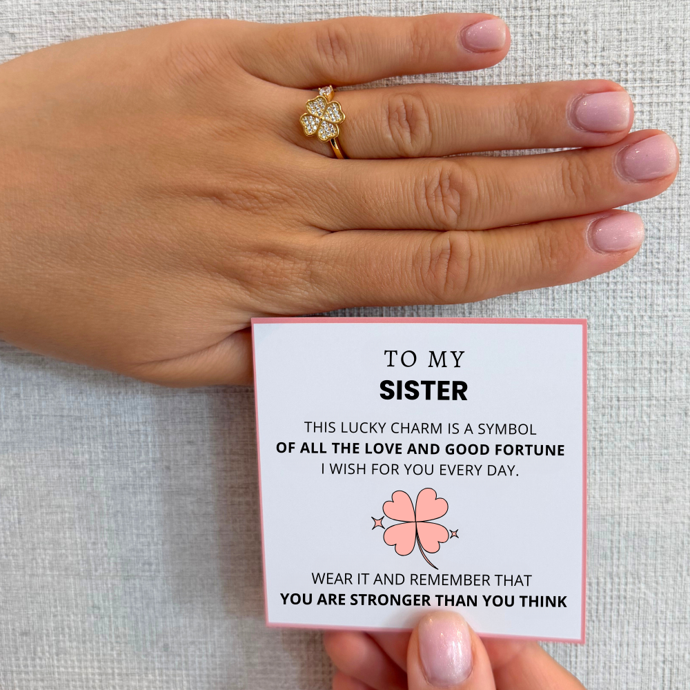 To My Sister – Lucky Clover Fidget Ring | Adjustable