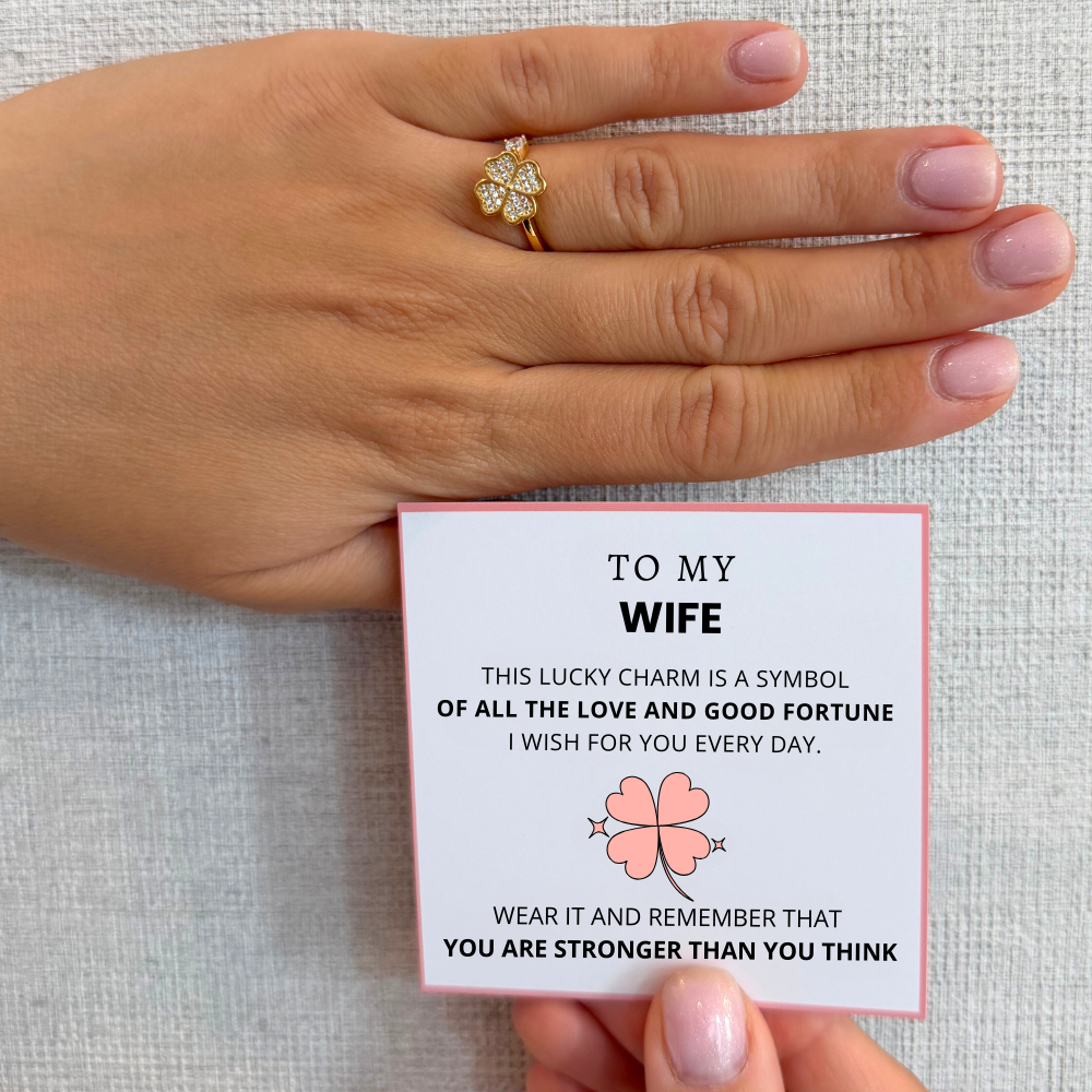 To My Wife – Lucky Clover Fidget Ring | Adjustable
