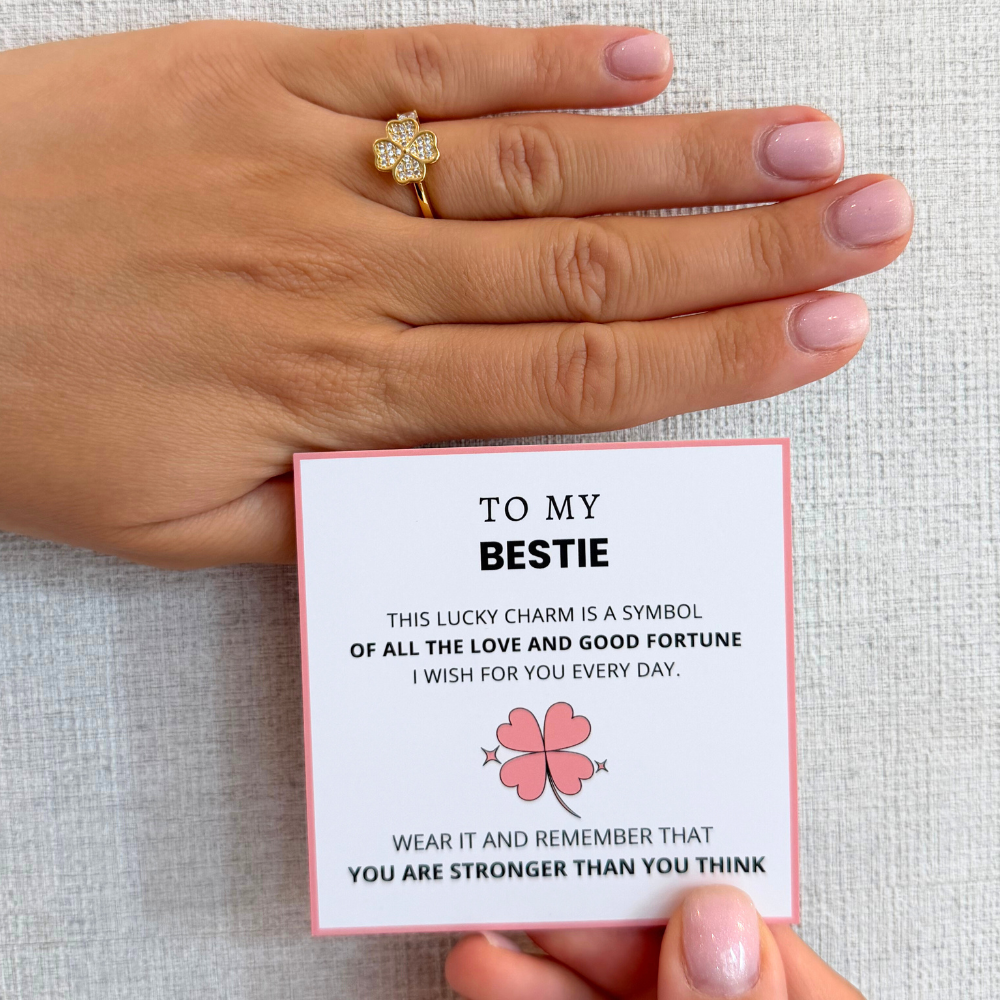 To My Bestie – Lucky Clover Fidget Ring | Adjustable