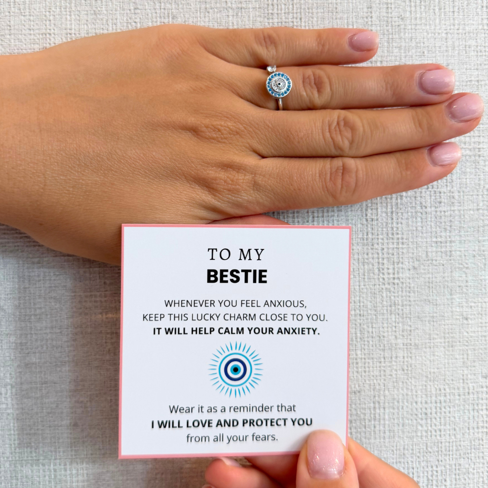To My Bestie – Evil Eye Fidget Ring | Adjustable